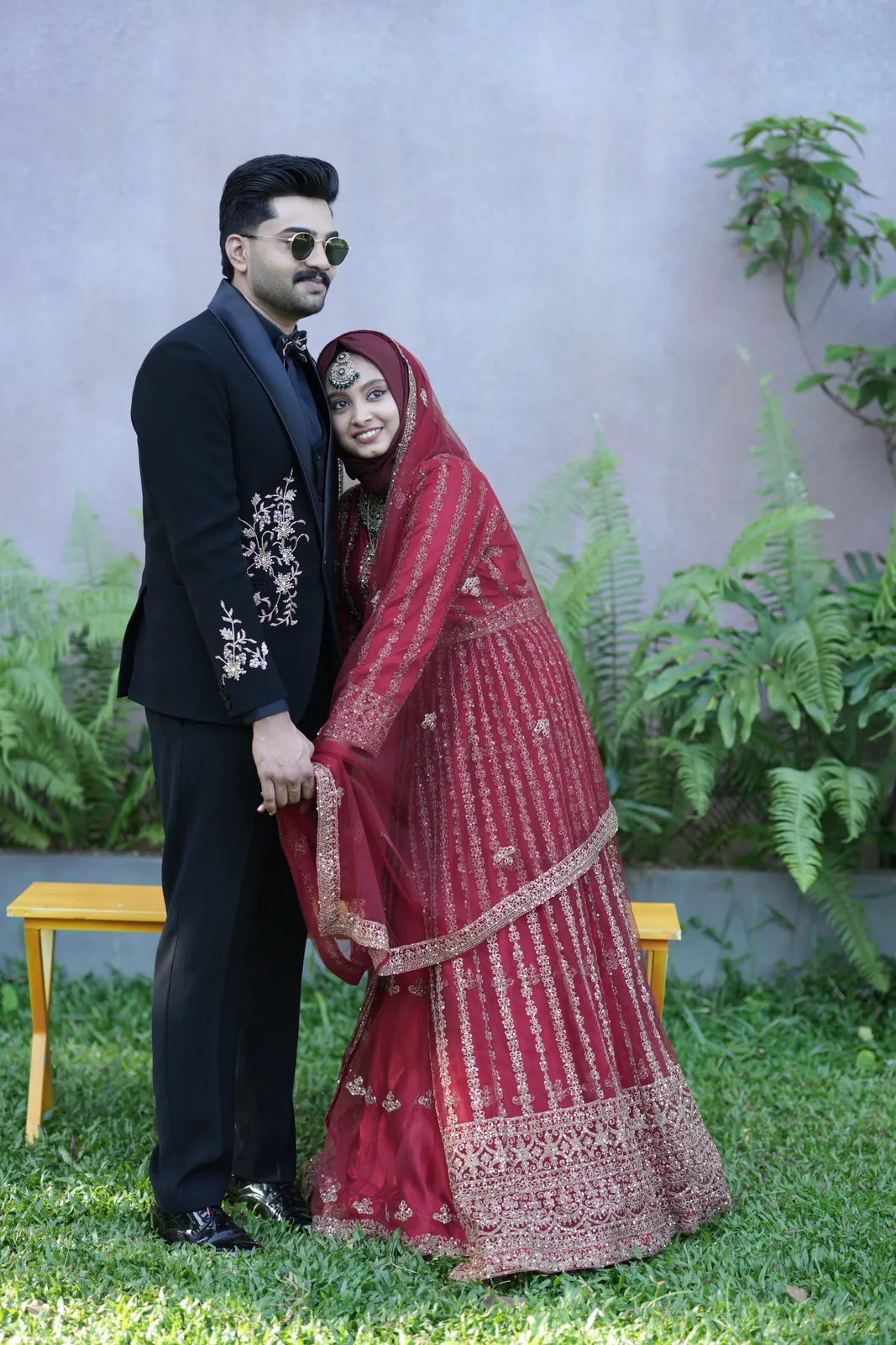 Shuhaib and Anshida outdoors